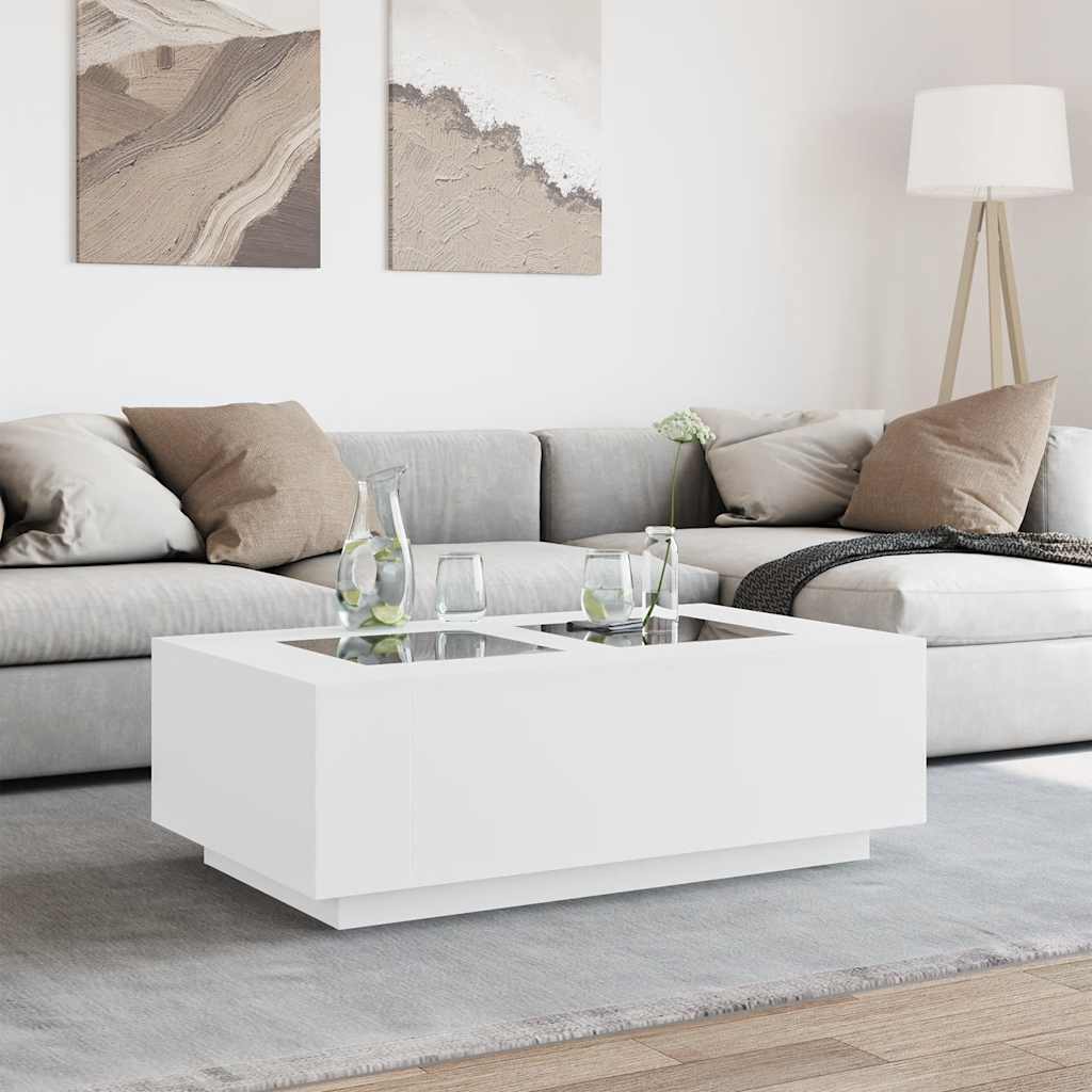 Tavolino da Salotto con LED Infinity Bianco 116x69x40 cm