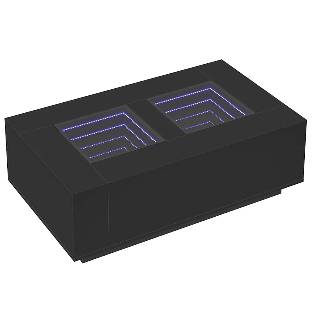 Tavolino da Salotto con LED Infinity Nero 116x69x40 cm