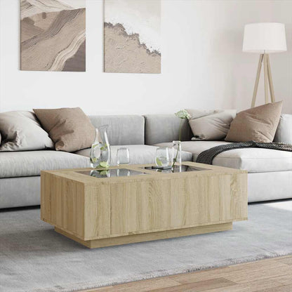 Tavolino da Salotto con LED Infinity Rovere Sonoma 116x69x40 cm
