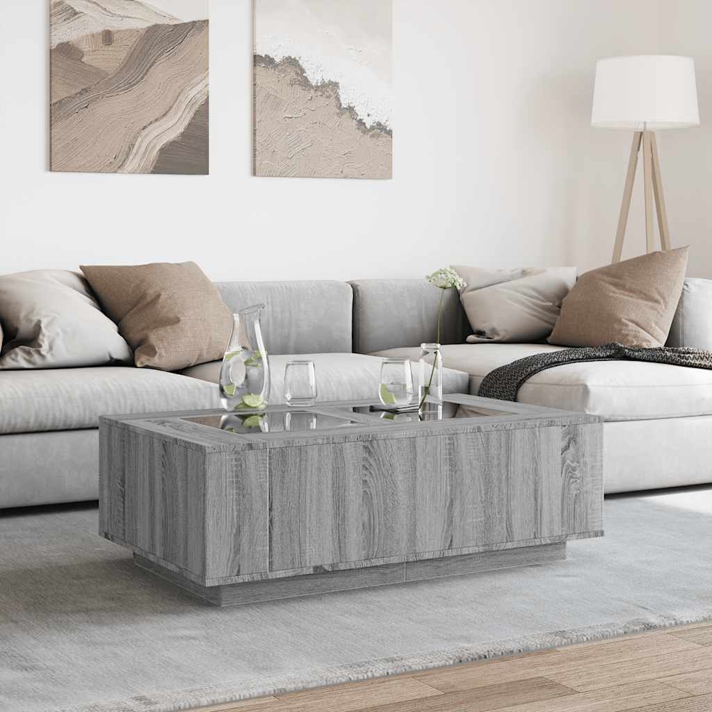 Tavolino da Salotto con LED Infinity Rovere Sonoma 116x69x40 cm