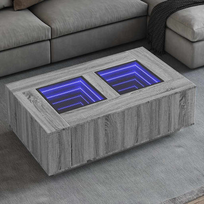 Tavolino da Salotto con LED Infinity Rovere Sonoma 116x69x40 cm