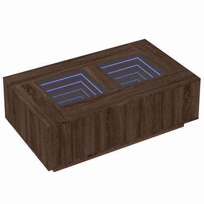 Tavolino Salotto con LED Infinity Rovere Marrone 116x69x40 cm