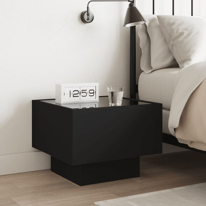 Comodino con LED Infinity Nero 40x40x30 cm