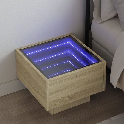 Comodino con LED Infinity Rovere Sonoma 40x40x30 cm
