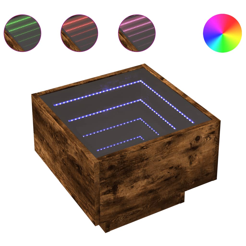Comodino con LED Infinity Rovere Fumo 40x40x30 cm