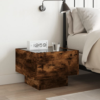 Comodino con LED Infinity Rovere Fumo 40x40x30 cm