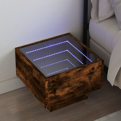 Comodino con LED Infinity Rovere Fumo 40x40x30 cm