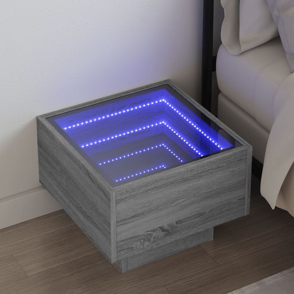 Comodino con LED Infinity Rovere Sonoma 40x40x30 cm