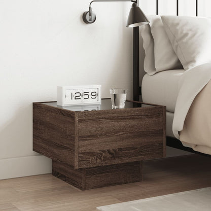 Comodino con LED Infinity Rovere Marrone 40x40x30 cm