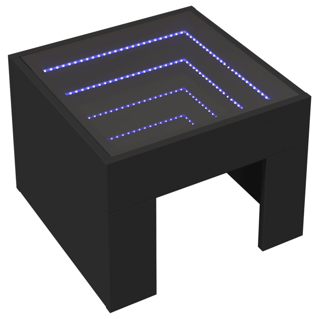 Comodino con LED Infinity Nero 40x40x30 cm