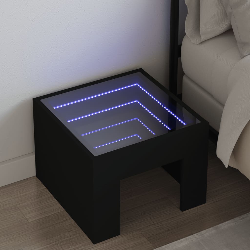 Comodino con LED Infinity Nero 40x40x30 cm