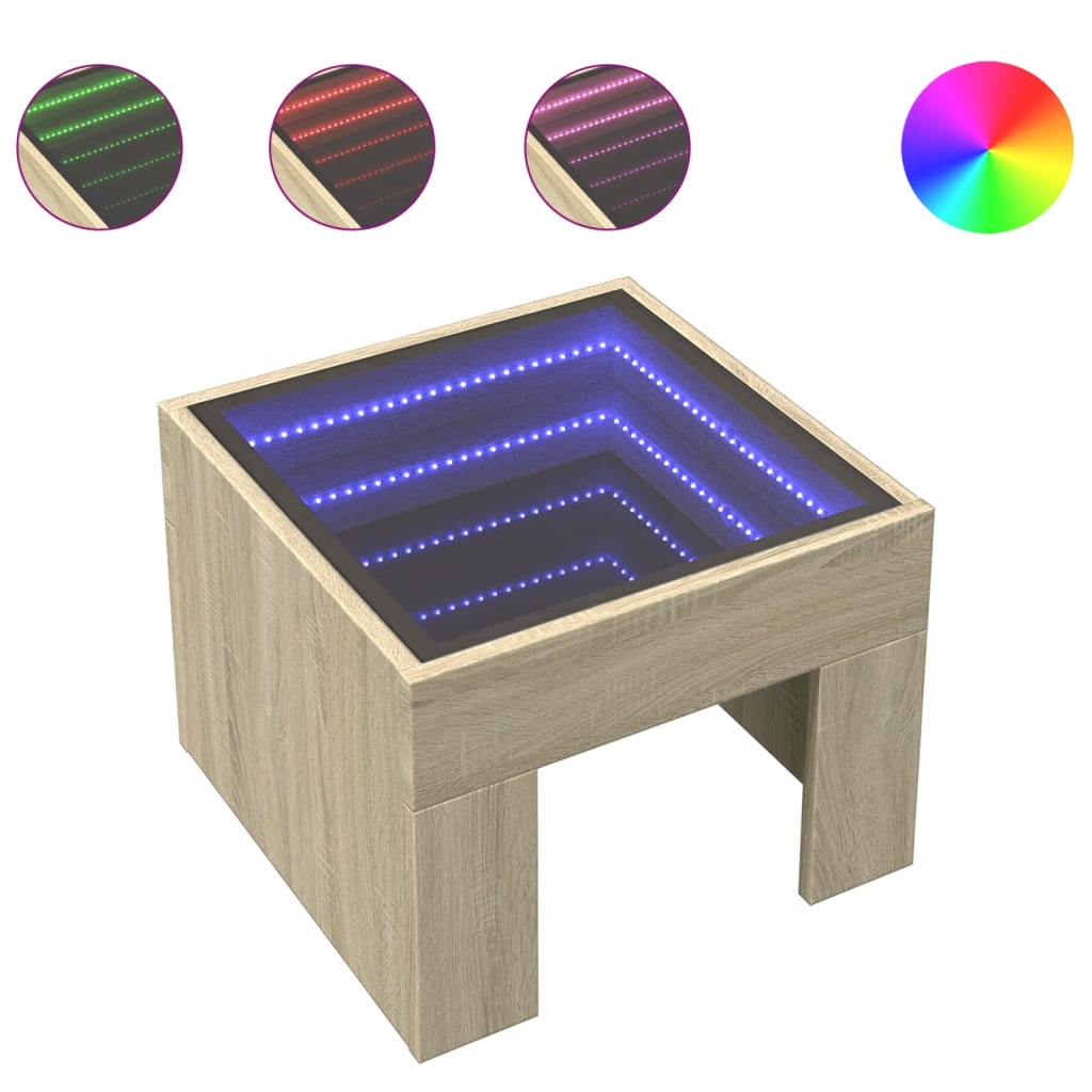 Comodino con LED Infinity Rovere Sonoma 40x40x30 cm