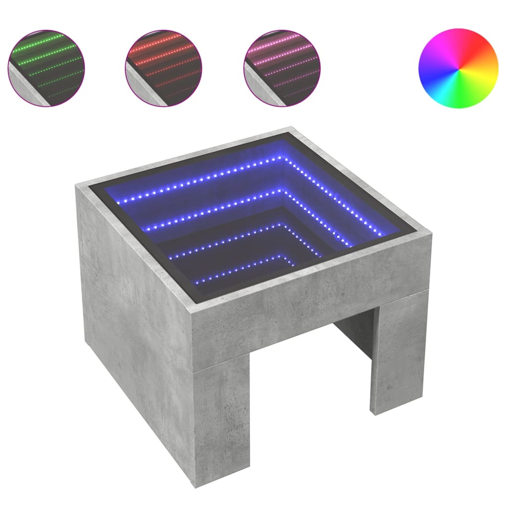 Comodino con LED Infinity Grigio Cemento 40x40x30 cm