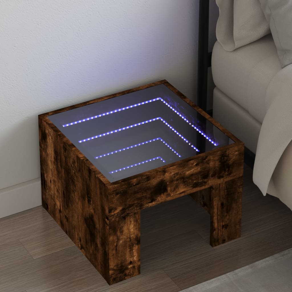 Comodino con LED Infinity Rovere Fumo 40x40x30 cm