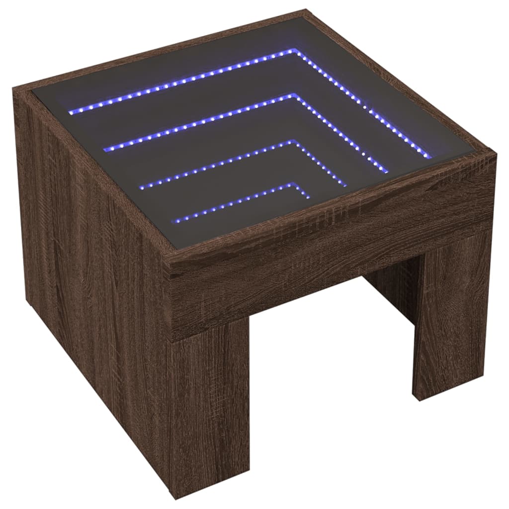 Comodino con LED Infinity Rovere Marrone 40x40x30 cm