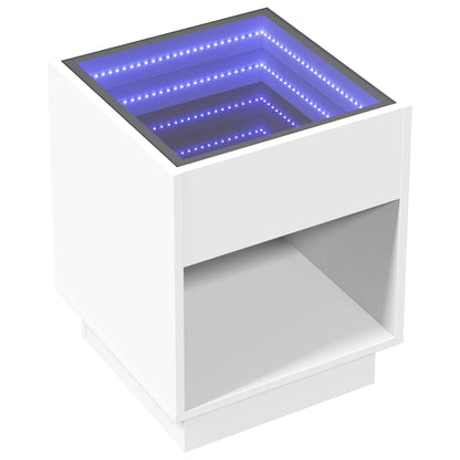 Comodino con LED Infinity Bianco 40x40x50 cm