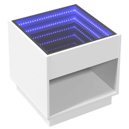 Comodino con LED Infinity Bianco 50x50x50 cm