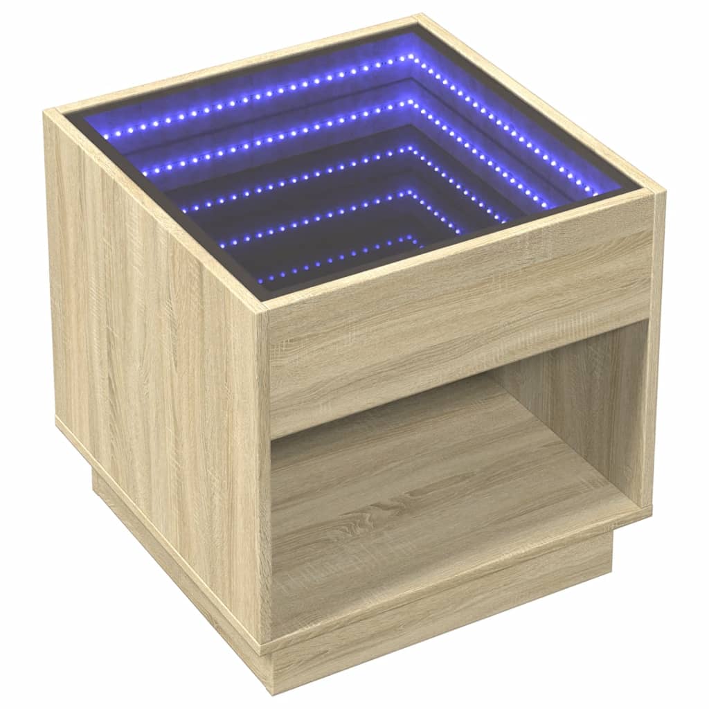 Comodino con LED Infinity Rovere Sonoma 50x50x50 cm