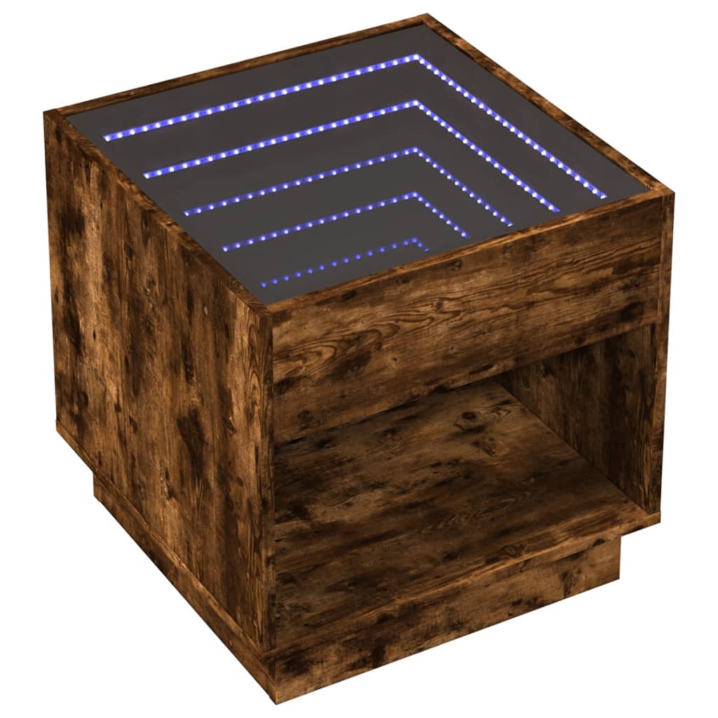 Comodino con LED Infinity Rovere Fumo 50x50x50 cm