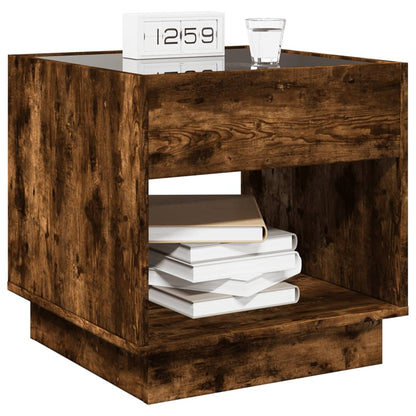 Comodino con LED Infinity Rovere Fumo 50x50x50 cm
