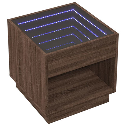 Comodino con LED Infinity Rovere Marrone 50x50x50 cm