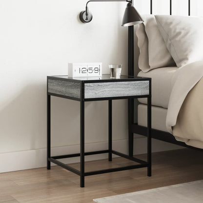 Comodino con LED Infinity Grigio Sonoma 40x40x51 cm