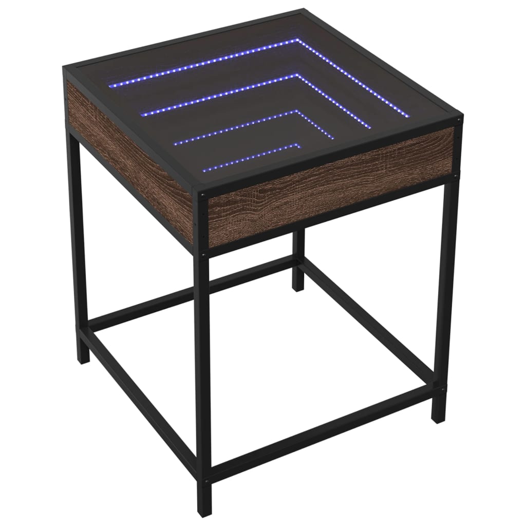 Comodino con LED Infinity Rovere Marrone 40x40x51 cm