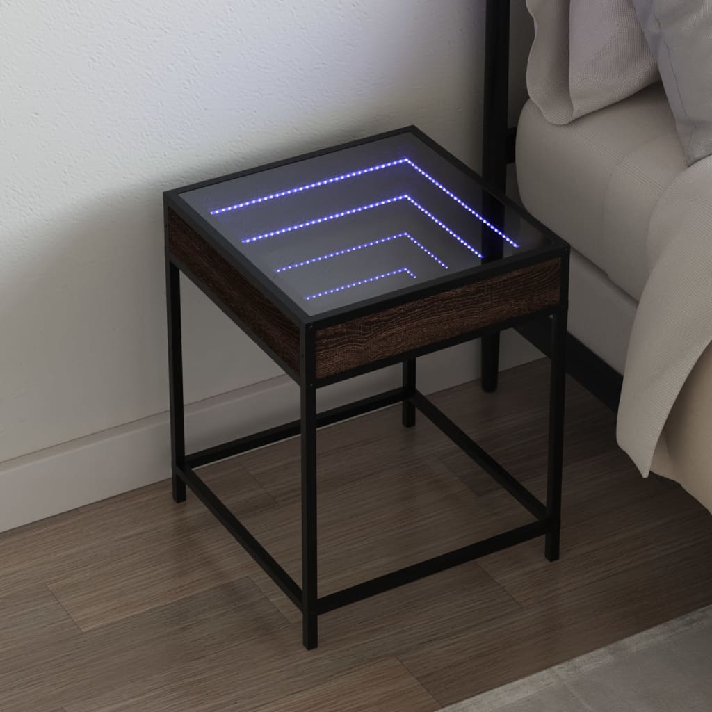 Comodino con LED Infinity Rovere Marrone 40x40x51 cm