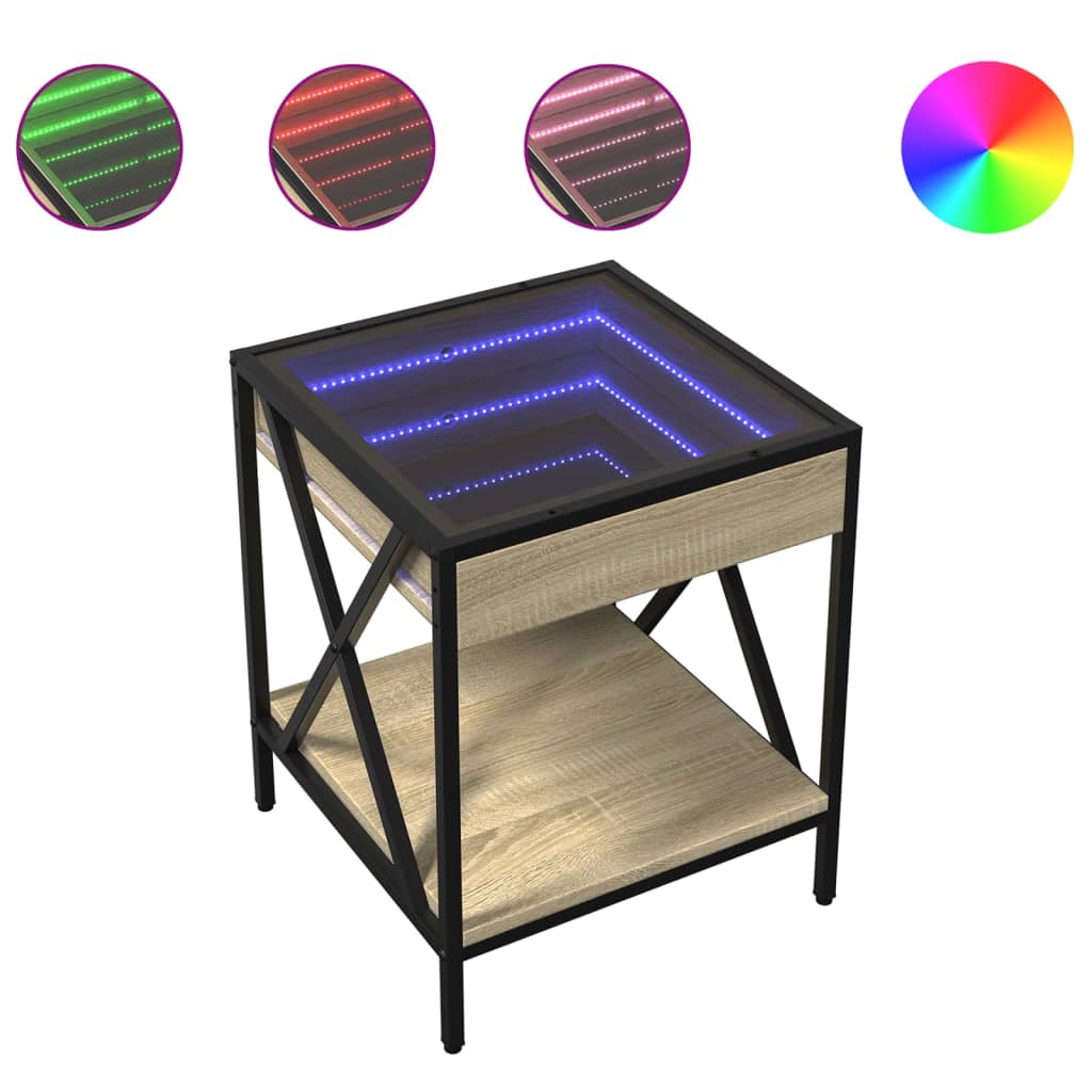 Comodino con LED Infinity Rovere Fumo 40x40x49 cm