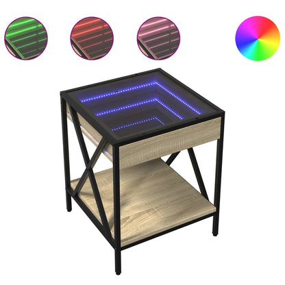 Comodino con LED Infinity Rovere Fumo 40x40x49 cm