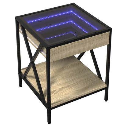 Comodino con LED Infinity Rovere Fumo 40x40x49 cm