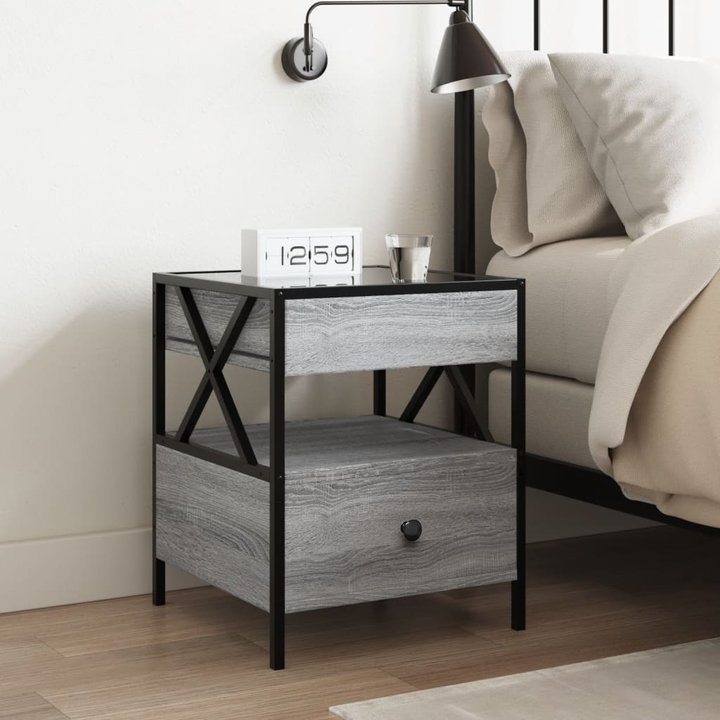 Comodino con LED Infinity Grigio Sonoma 40x40x51 cm