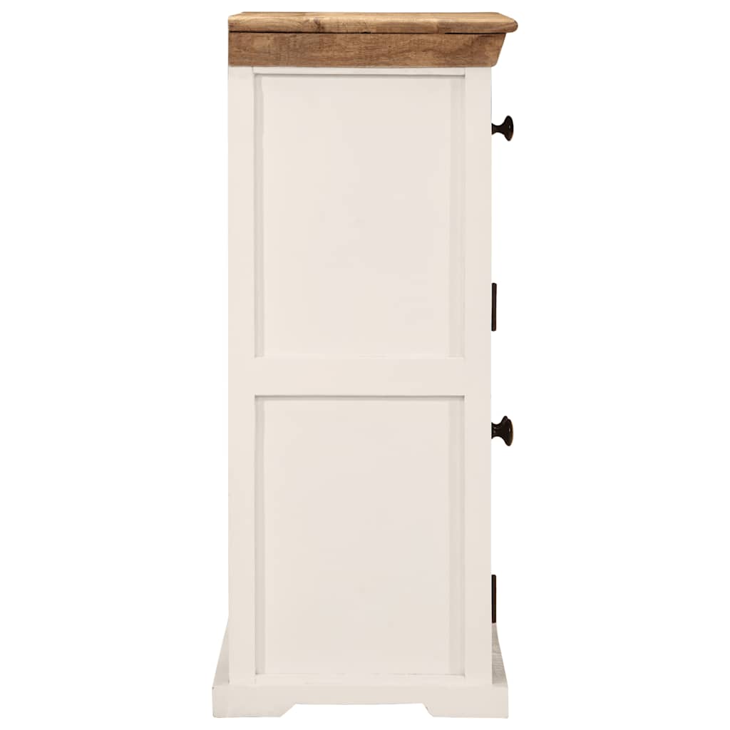 Credenza Bianca e Marrone 55x30x73 cm Massello di Mango Grezzo