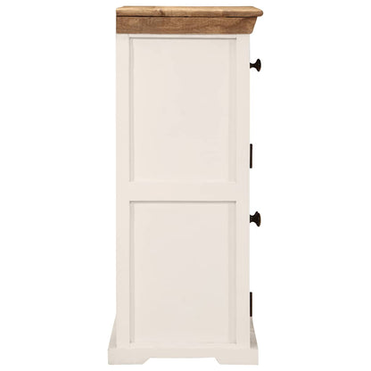 Credenza Bianca e Marrone 55x30x73 cm Massello di Mango Grezzo