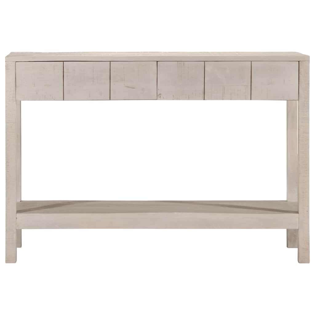 Tavolo Consolle Bianco 110x35x75cm Legno Massello di Mango