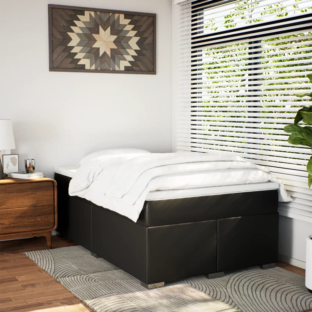 Giroletto a Molle con Materasso Nero 120x190 cm in Similpelle