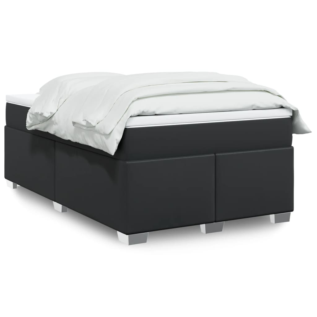 Giroletto a Molle con Materasso Nero 120x200 cm in Similpelle