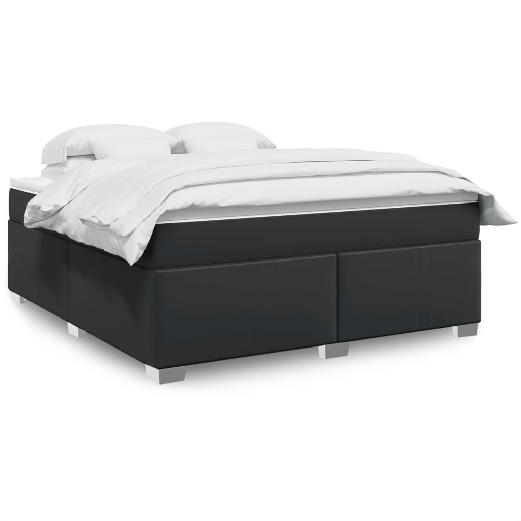 Giroletto a Molle con Materasso Nero 180x200 cm in Similpelle
