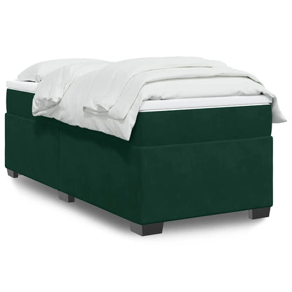 Giroletto a Molle con Materasso Verde Scuro 80x200 cm Velluto