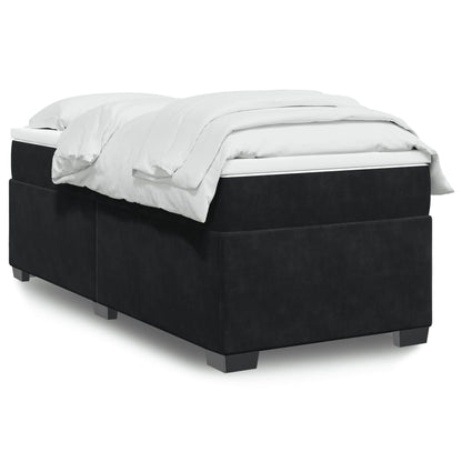 Giroletto a Molle con Materasso Nero 90x190 cm in Velluto