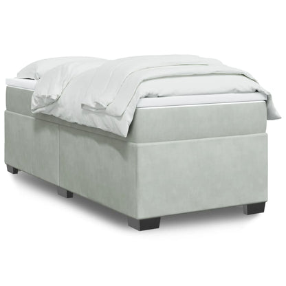 Giroletto a Molle con Materasso Grigio Chiaro 90x200 cm Velluto