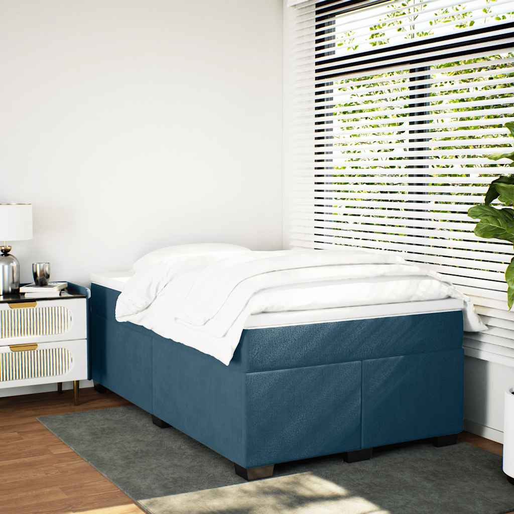 Giroletto a Molle con Materasso Blu Scuro 120x190 cm in Velluto
