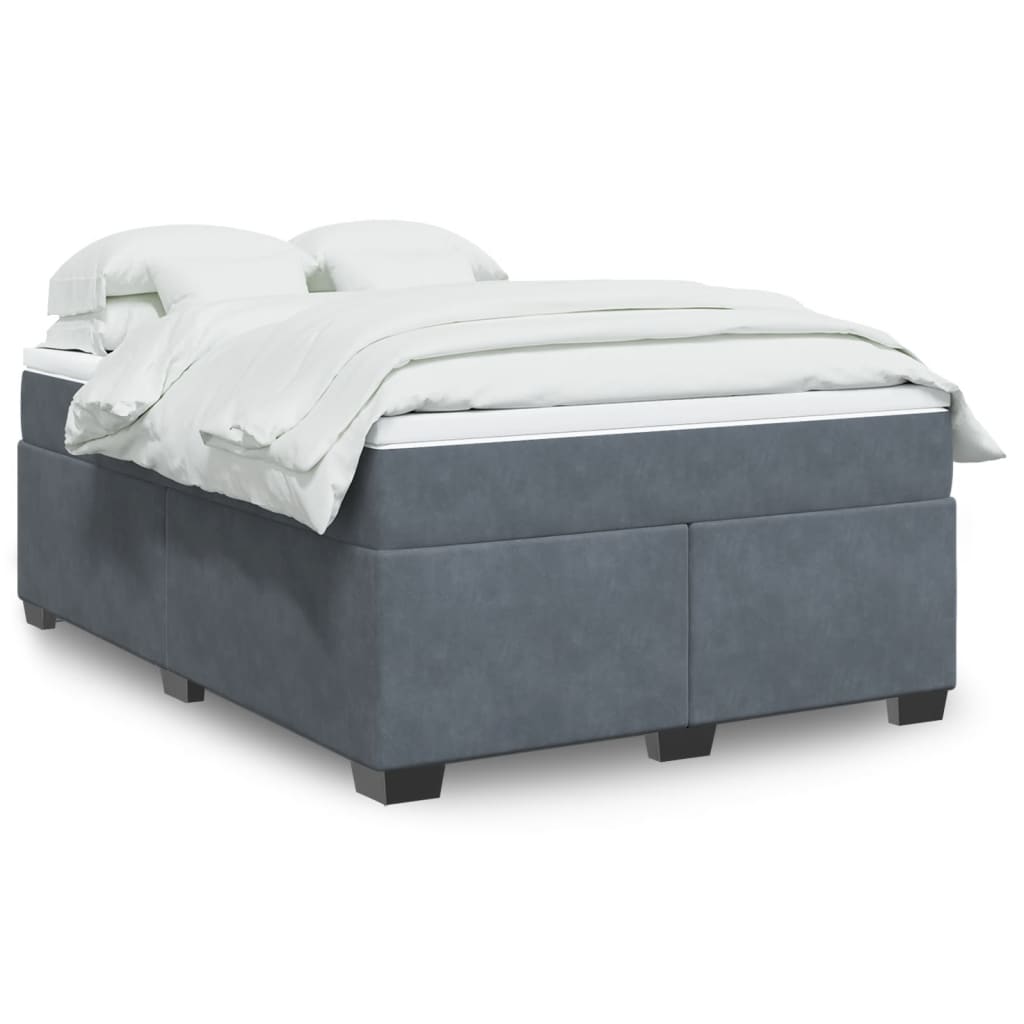 Giroletto a Molle con Materasso Grigio Scuro 140x190 cm Velluto