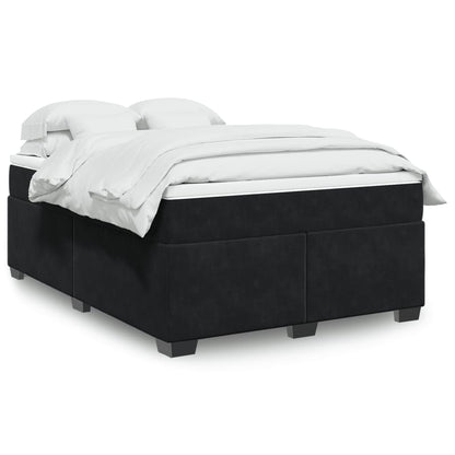 Giroletto a Molle con Materasso Nero 140x190 cm in Velluto