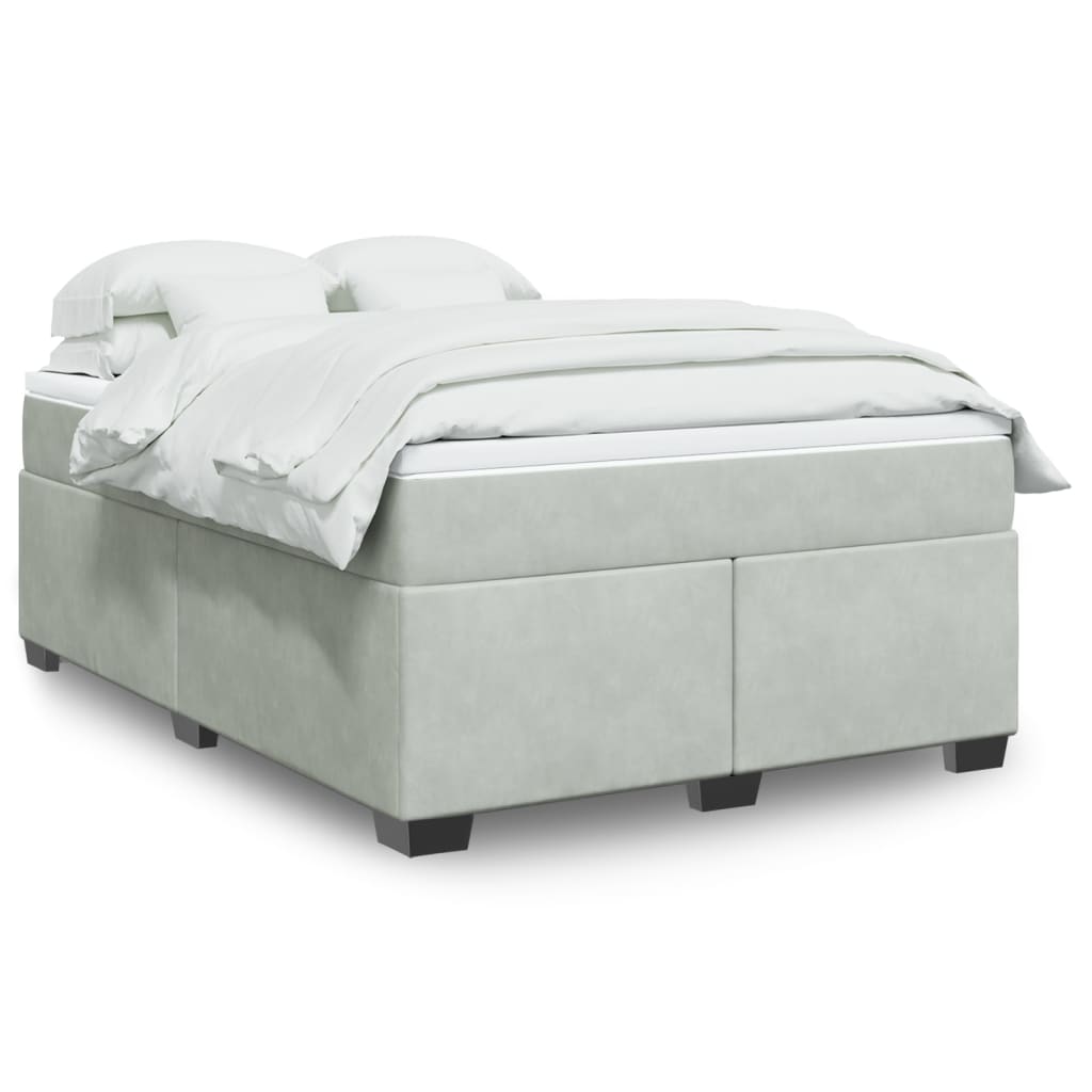Giroletto a Molle con Materasso Grigio Chiaro 140x200cm Velluto