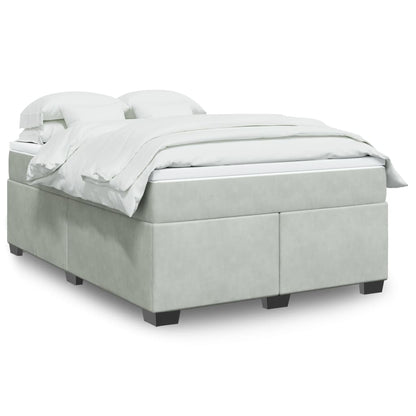 Giroletto a Molle con Materasso Grigio Chiaro 140x200cm Velluto