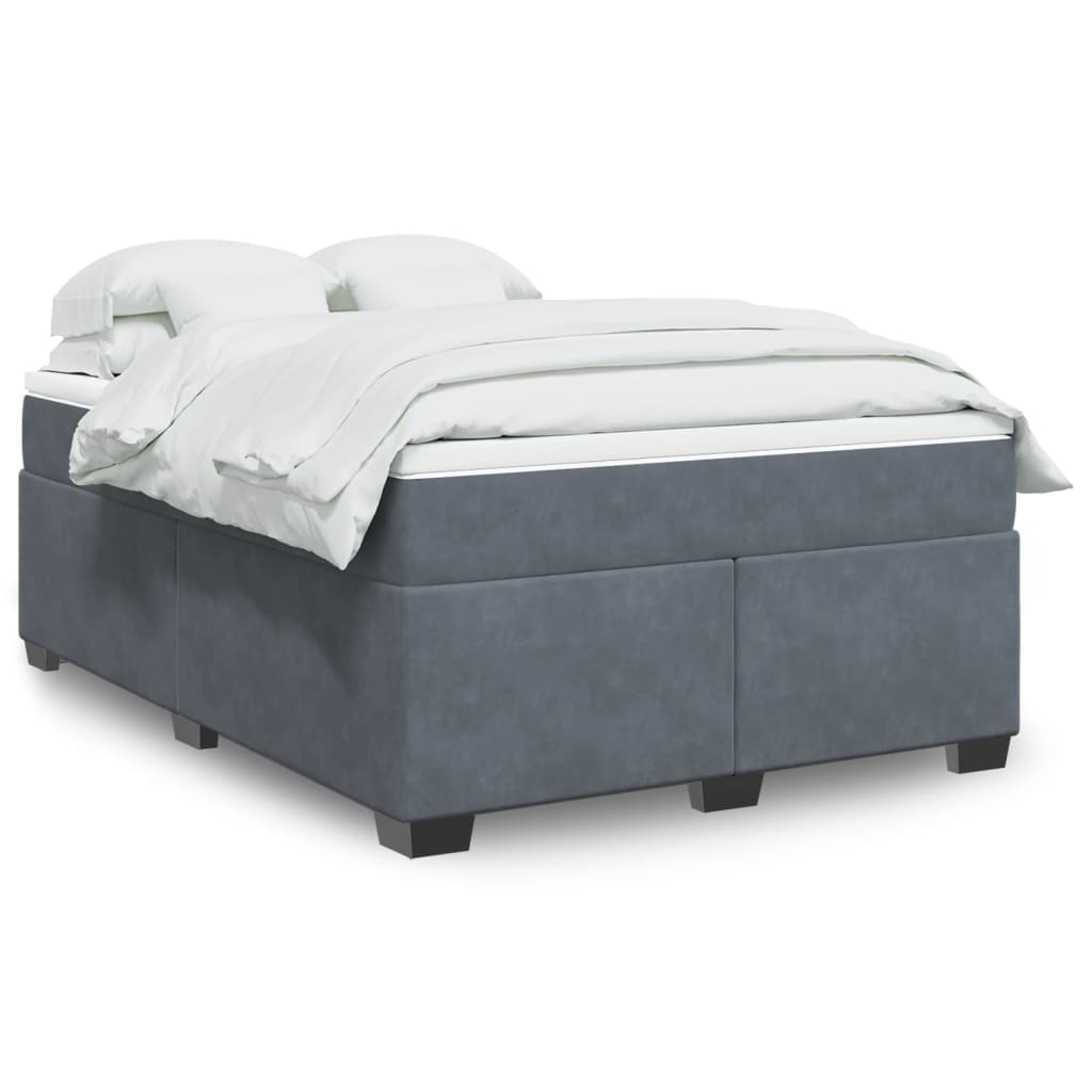 Giroletto a Molle con Materasso Grigio Scuro 140x200 cm Velluto