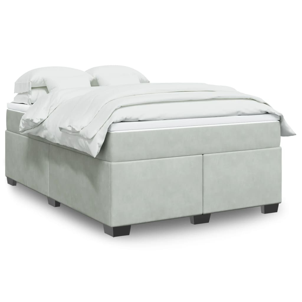 Giroletto a Molle con Materasso Grigio Chiaro 160x200cm Velluto