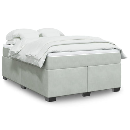 Giroletto a Molle con Materasso Grigio Chiaro 160x200cm Velluto