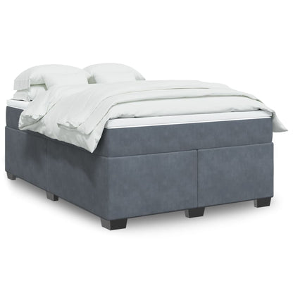 Giroletto a Molle con Materasso Grigio Scuro 160x200 cm Velluto